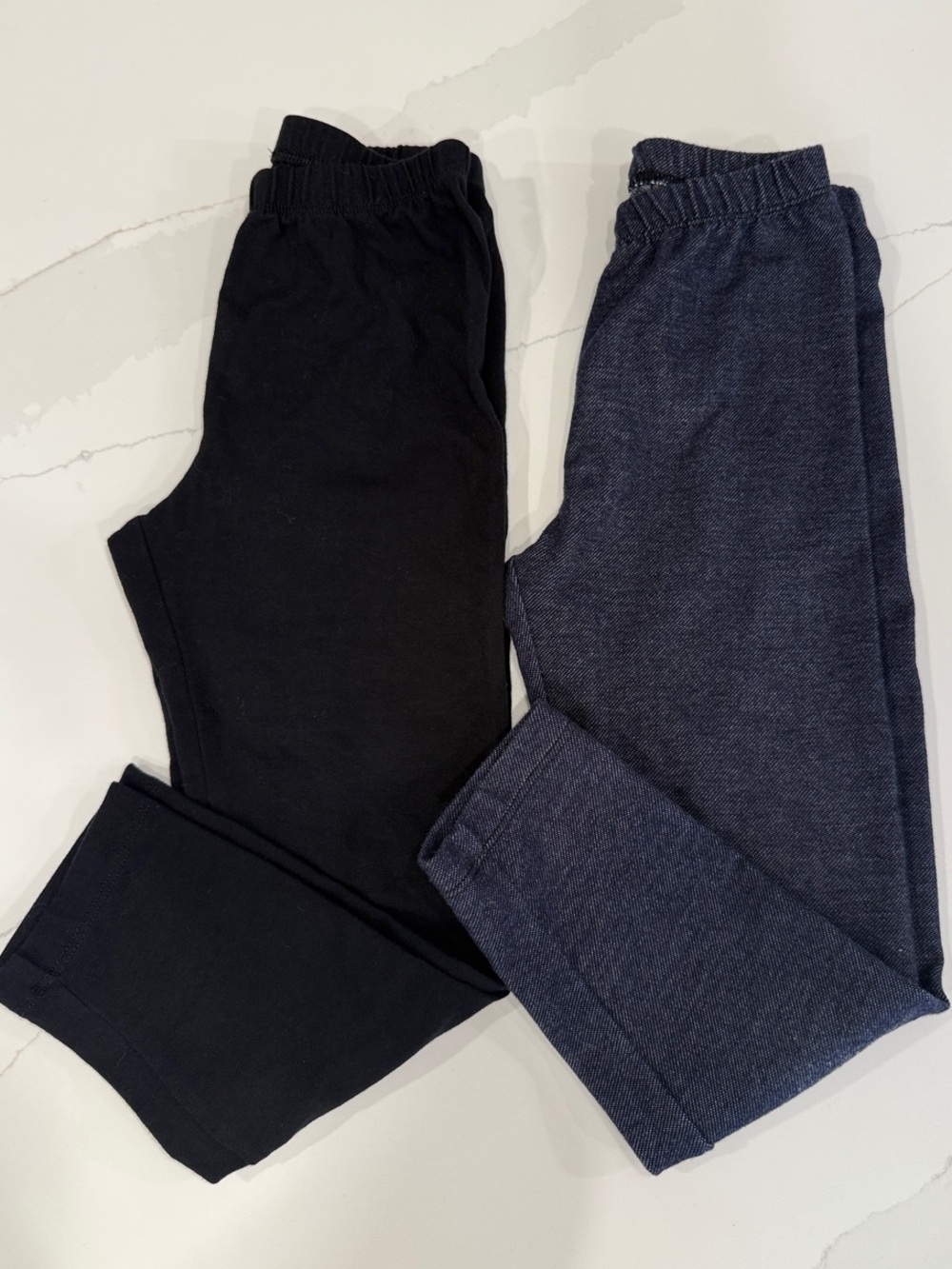 Cat & Jack Pull-On Pants Cropped Capri Leggings- Black & Faux Denim Size 8